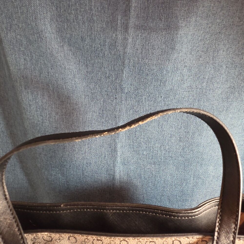 Guess Los Angeles Monogram Tote Bag Gray Black Shoulder Purse - Picture 13 of 16